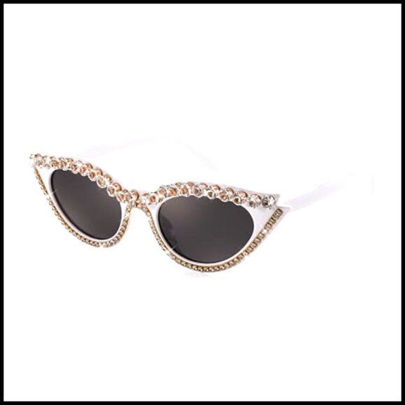 Retro Cat Eye Sunglasses with Crystal Diamond Frame, UV400 Protection main image 7